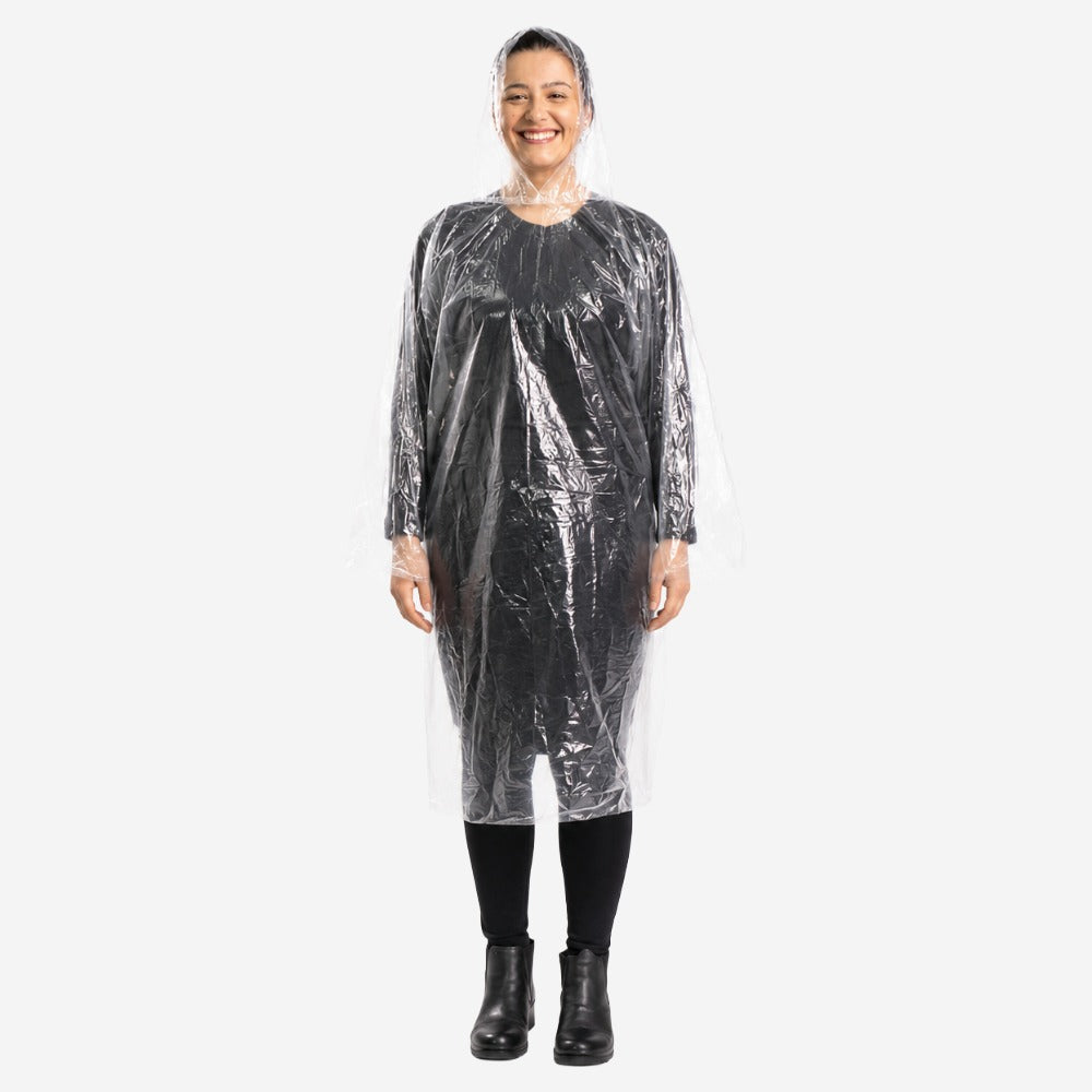 Capa de Chuva Descartável de Polietileno Transparente com Capuz 0,04mm Prevemax CAP00011 CA 30360