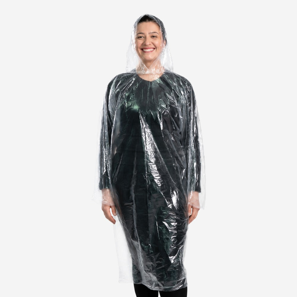 Capa de Chuva Descartável de Polietileno Transparente com Capuz 0,12mm Prevemax CAP00087