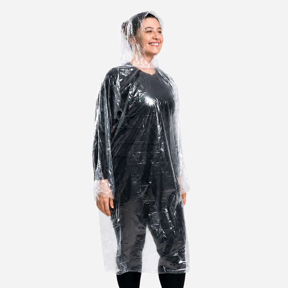 Capa de Chuva Descartável de Polietileno Transparente com Capuz 0,12mm Prevemax CAP00087