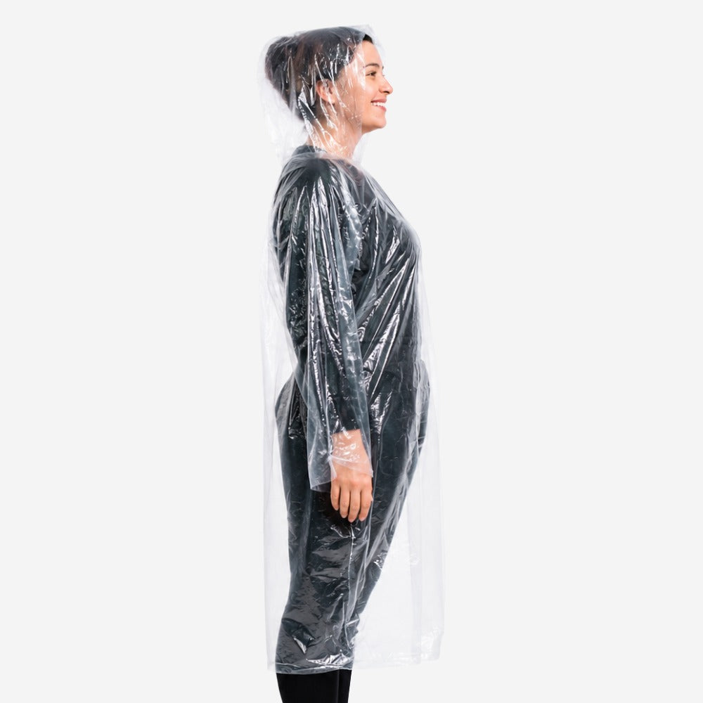 Capa de Chuva Descartável de Polietileno Transparente com Capuz 0,12mm Prevemax CAP00087