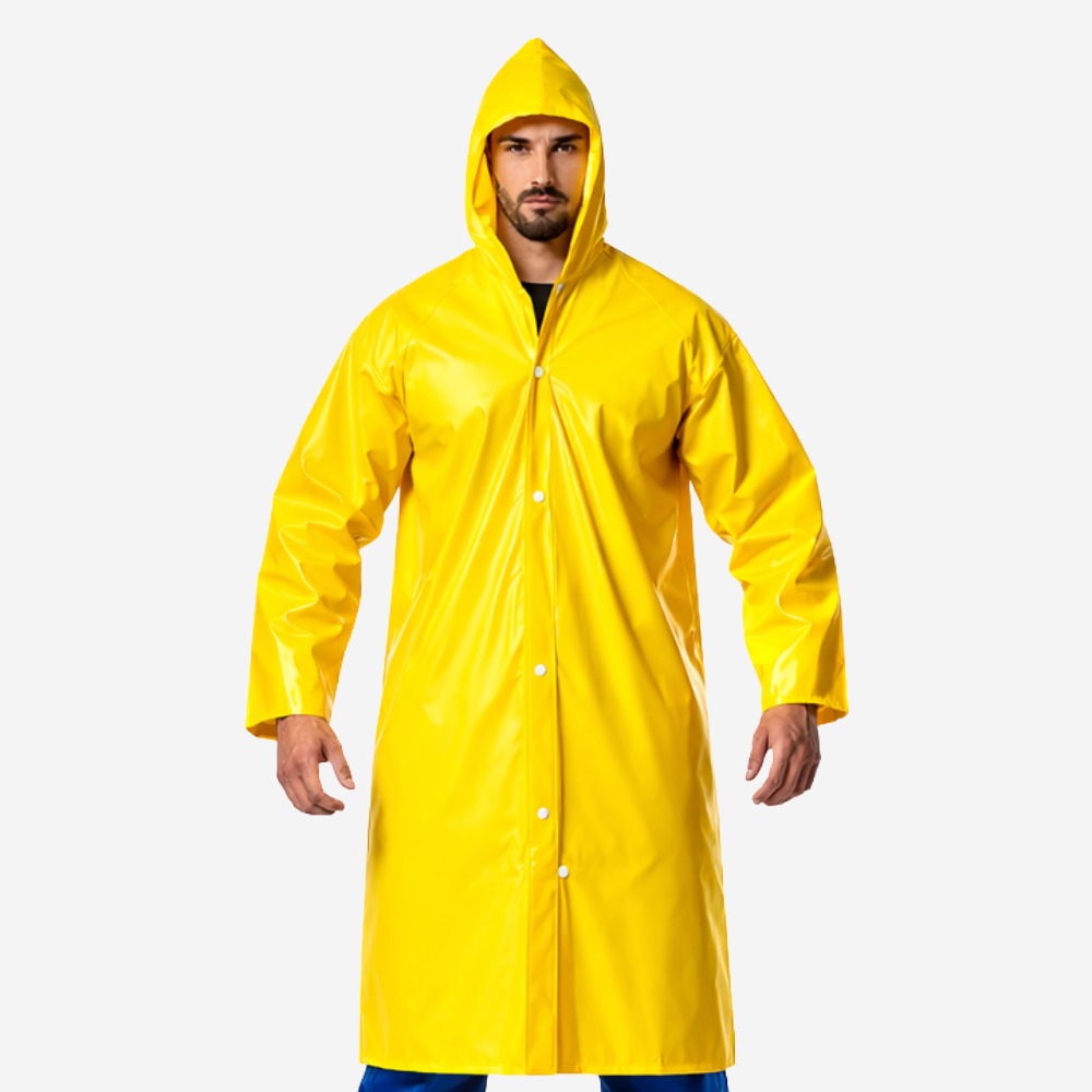 Capa de Chuva em PVC Amarelo Forrado Manga Longa Com Capuz Brascamp Confort 313 C.A 28449