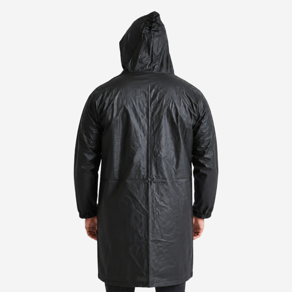 Capa de Chuva em PVC Forrado Preto com Capuz e Fechamento em Botões Maicol CA 28191