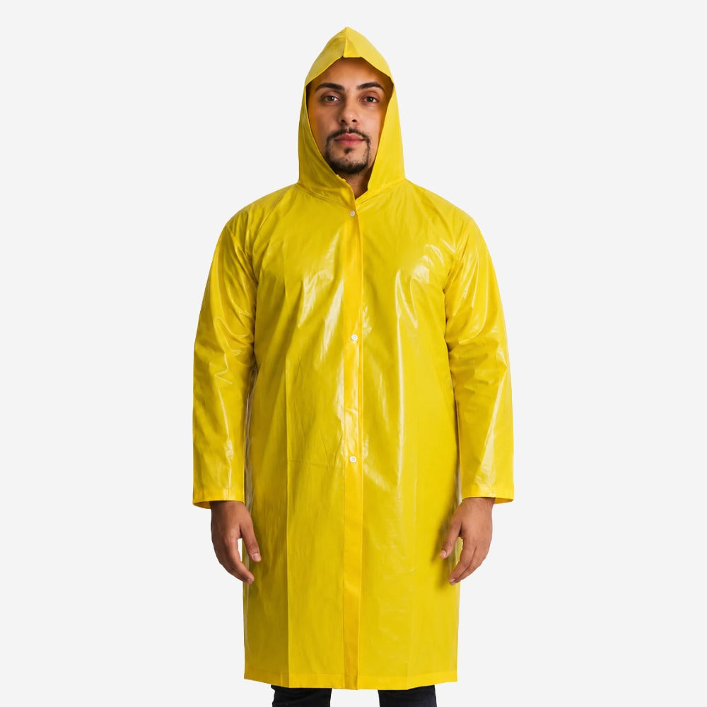 Capa de Chuva em Trevira Amarelo com Capuz e Fechamento em Botões Maicol KP 300 CA 10102