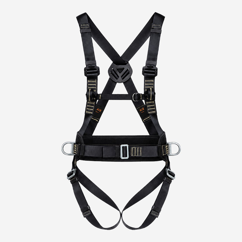 Cinto Paraquedista Abdominal para Trabalho em Altura Retardante à Chama 4 Pontos de Conexão Fita Poliéster 45mm Preto MG Cinto MULT 2010B CA 35529