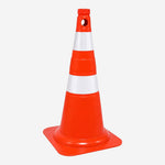 Cone Rígido de Sinalização para Obras Trânsito Estacionamentos Laranja Faixa Branca 75cm Polipropileno com Furo para Fita e Corrente KTELI