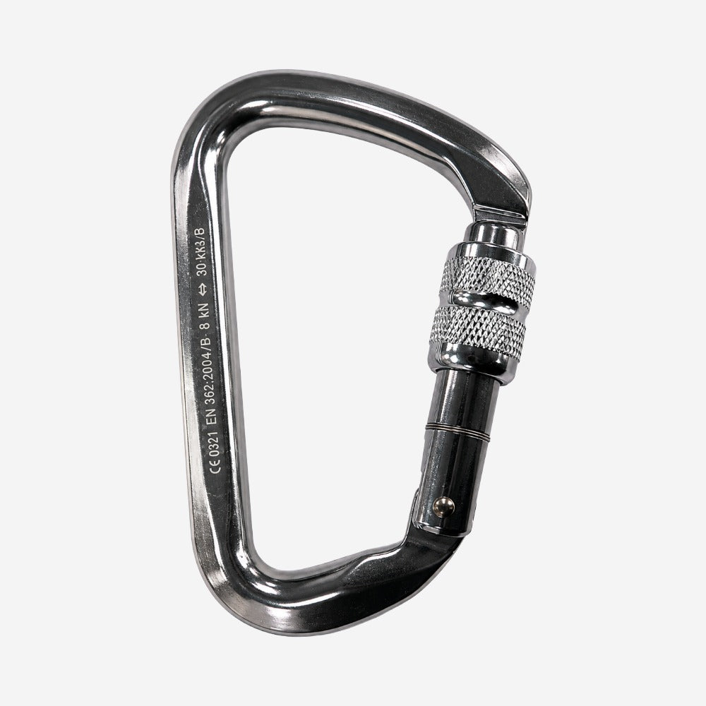 Conector Classe B D Assimétrico em Alumínio para Trabalho em Altura Proteção Contra Quedas Trava Rosca 24mm 25kN Hércules HLM0402