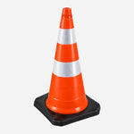Cone de Obra Tipo II 75cm Laranja com Faixas Refletivas para Rodovias e Construção Civil KTELI
