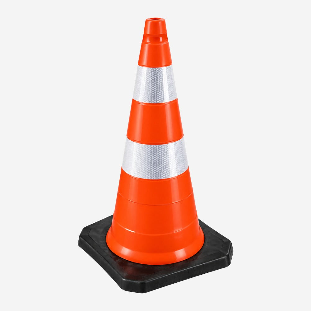 Cone de Obra Tipo II 75cm Laranja com Faixas Refletivas para Rodovias e Construção Civil KTELI