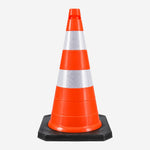 Cone de Obra Tipo II 75cm Laranja com Faixas Refletivas para Rodovias e Construção Civil KTELI