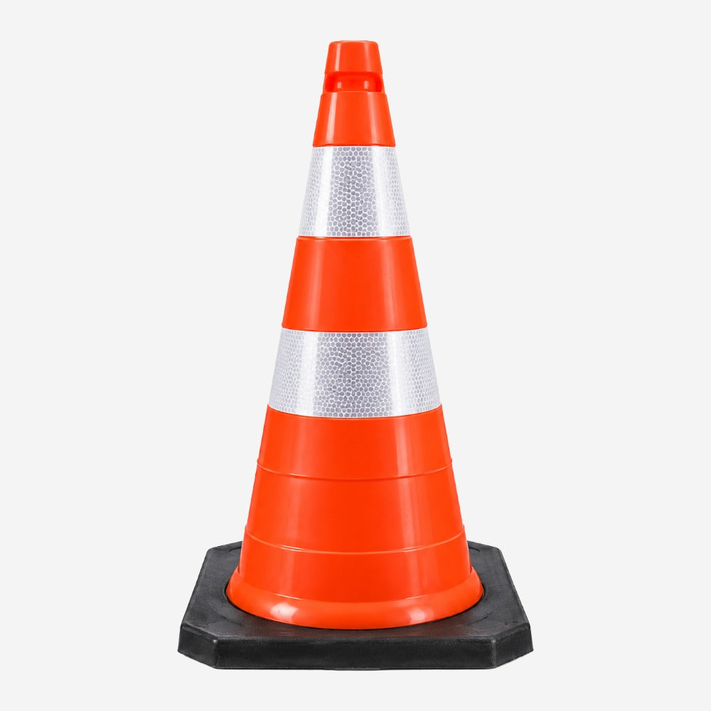Cone de Obra Tipo II 75cm Laranja com Faixas Refletivas para Rodovias e Construção Civil KTELI
