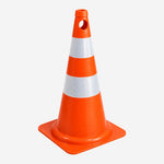 Cone de Sinalização Flexível 50cm Laranja com 2 Faixas Refletivas para Obras e Estacionamentos KTELI