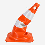Cone de Sinalização Flexível 50cm Laranja com 2 Faixas Refletivas para Obras e Estacionamentos KTELI