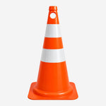 Cone de Sinalização Flexível 75cm Laranja com 2 Faixas Refletivas para Rodovias e Obras KTELI