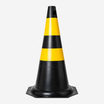 Cone de Sinalização Rígido 75cm Preto e Amarelo para Indústrias, Obras e Estacionamentos KTELI