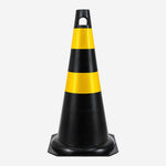 Cone de Sinalização Rígido Refletivo 75cm Preto Tipo II para Indústrias e Obras KTELI