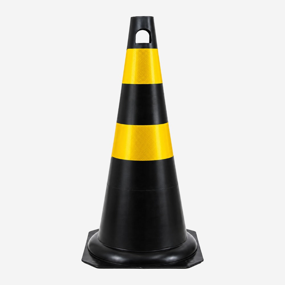 Cone de Sinalização Rígido Refletivo 75cm Preto Tipo II para Indústrias e Obras KTELI