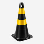 Cone de Sinalização Rígido Refletivo 75cm Preto Tipo II para Indústrias e Obras KTELI