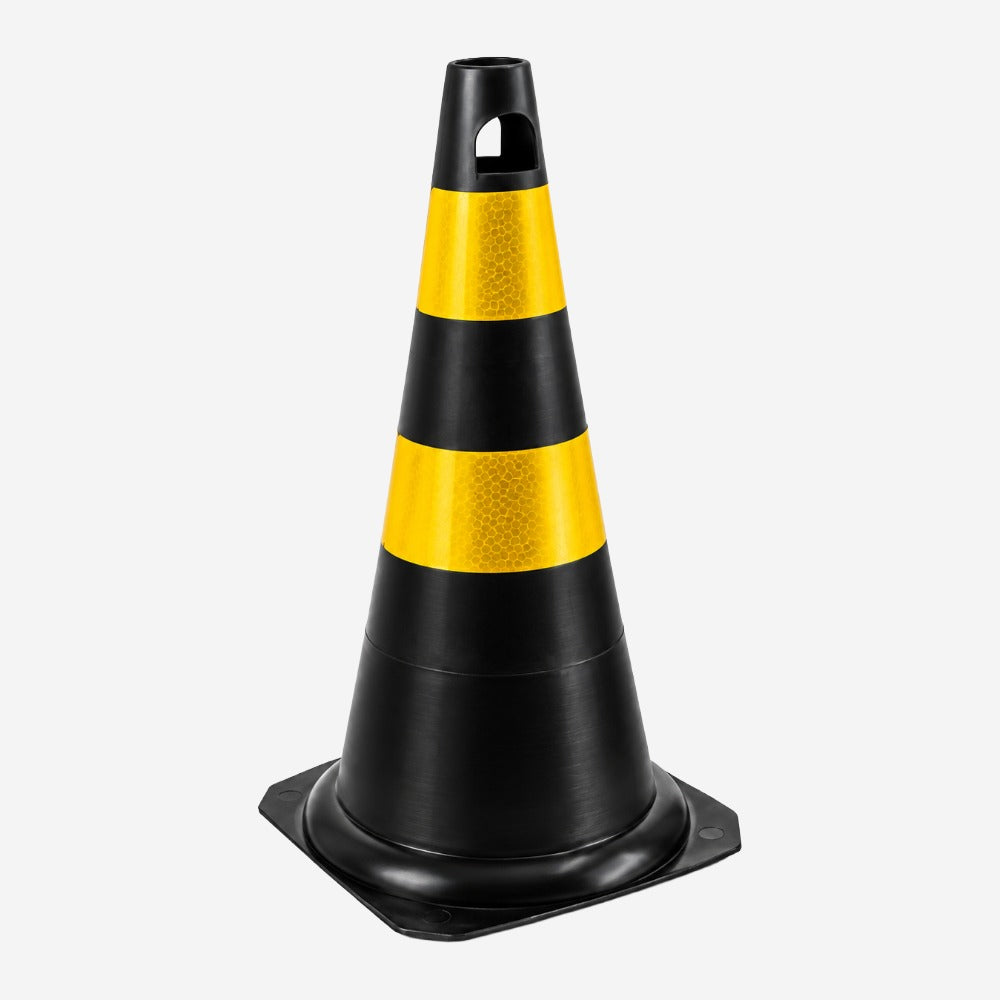 Cone de Sinalização Rígido Refletivo 75cm Preto Tipo II para Indústrias e Obras KTELI