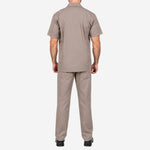 Conjunto Calça e Camisa Manga Curta de Brim Elástico Total Cinza 100% Algodão com Proteção UV FPS 50+