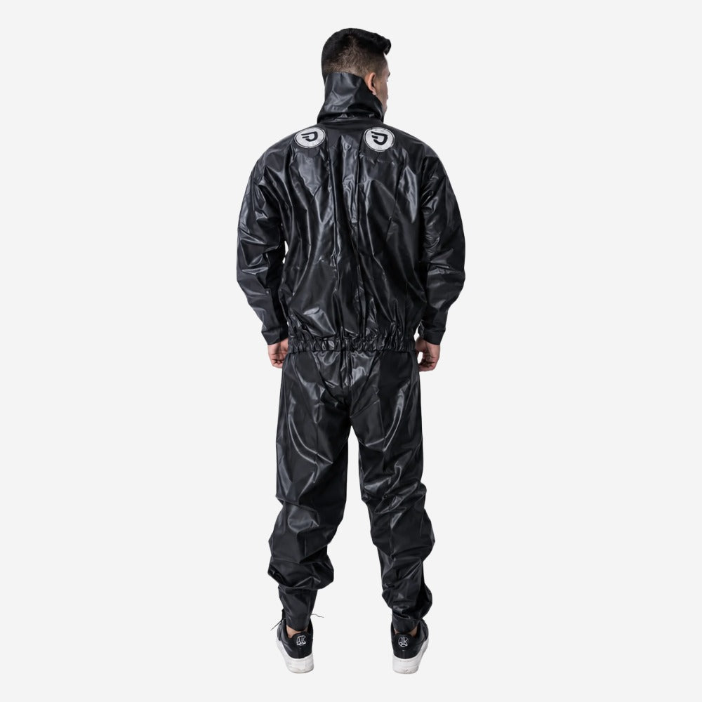 Conjunto para Motoqueiro Motoboy de PVC Preto Impermeável Gola Alta com Fechamento em Zíper e Velcro Maicol C.A 37473/37474 