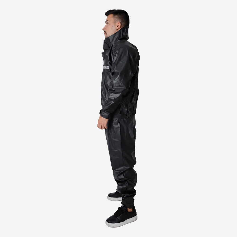Conjunto para Motoqueiro Motoboy de PVC Preto Impermeável Gola Alta com Fechamento em Zíper e Velcro Maicol C.A 37473/37474 