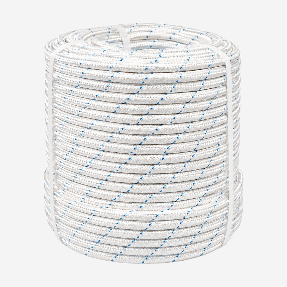 Corda NR18 12mm Branca e Azul para Trabalho em Altura com Alma em Poliamida e Capa Tripla em Poliéster Plasmódia 