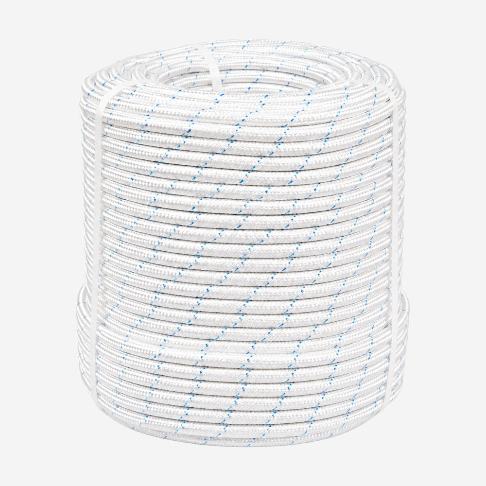 Corda NR18 12mm Branca e Azul para Trabalho em Altura com Alma em Poliamida e Capa Tripla em Poliéster Plasmódia 