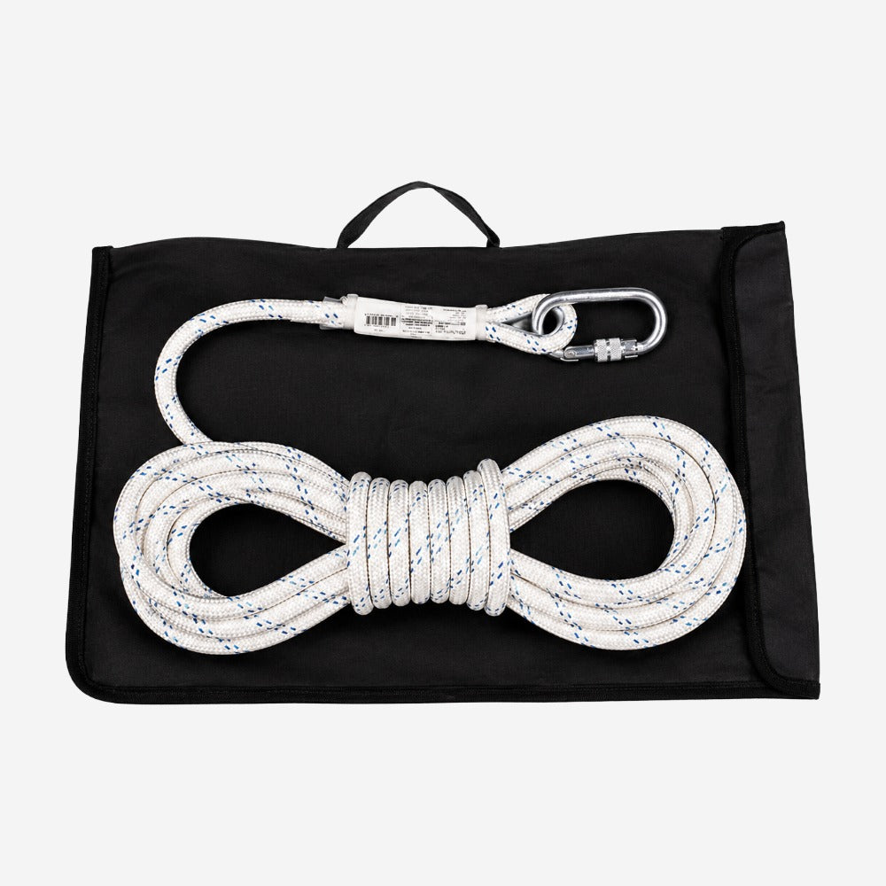 Corda de Acesso para Linha de Vida Provisória Trabalho em Altura 12mm Conector Classe B 15mm 22kN com Bolsa Hércules HLCTQ12