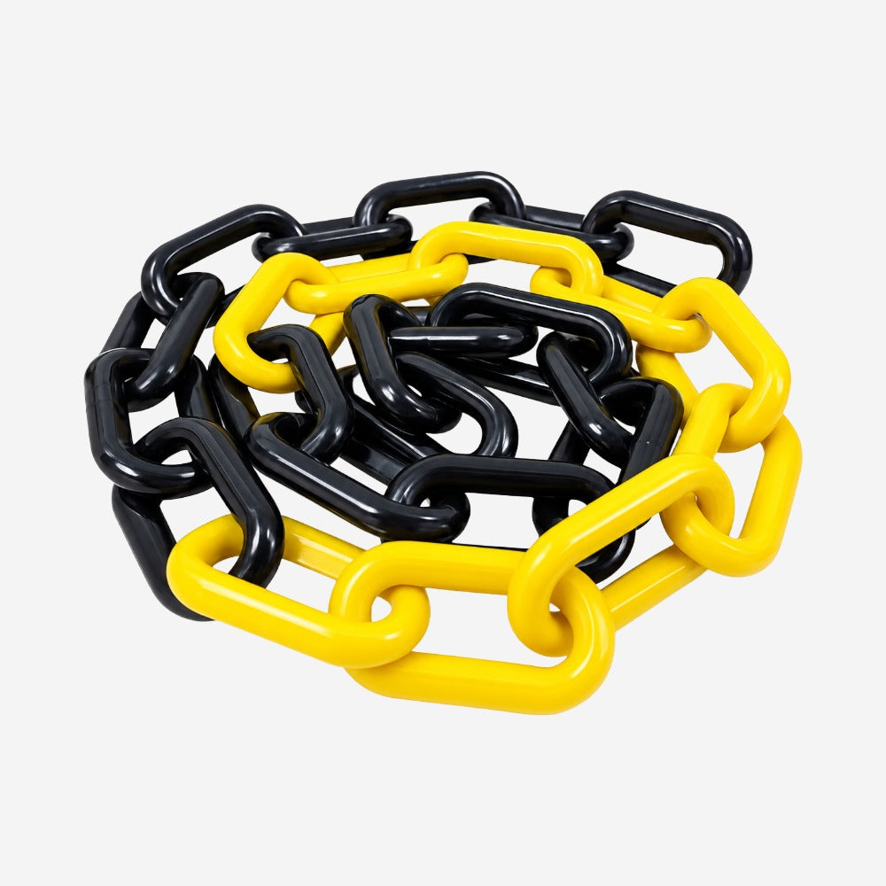 Corrente Plástica Elo Grande 8x30x60mm Amarela e Preta por Metro para Isolamento KTELI