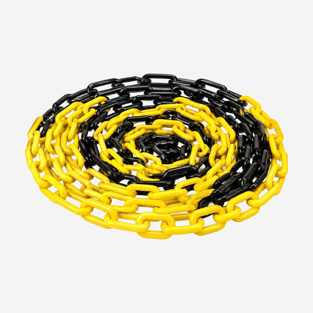 Corrente Plástica Elo Pequeno 6mm Amarela e Preta por Metro para Isolamento de Áreas KTELI