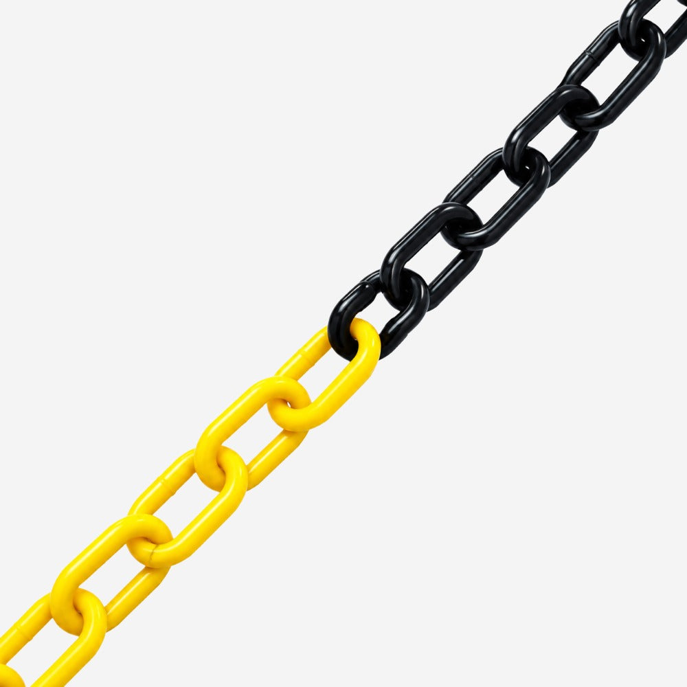 Corrente Plástica Elo Grande 8x30x60mm Amarela e Preta por Metro para Isolamento KTELI