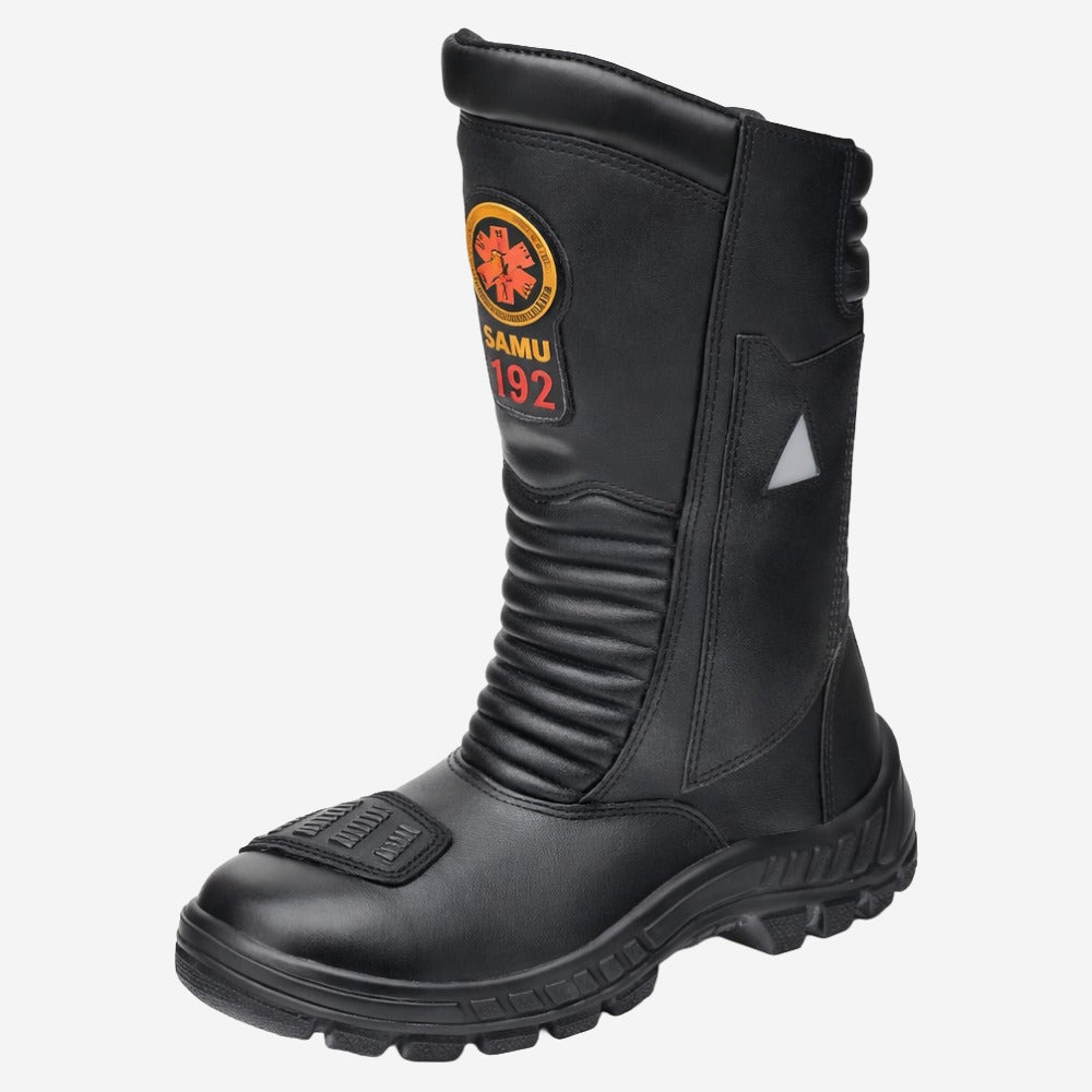 Coturno Samu 192 Zíper Bico PVC Couro Hidrofugado Preto Com Porta Faca Marluvas 60C32 BOMB MT BP C.A 40452
