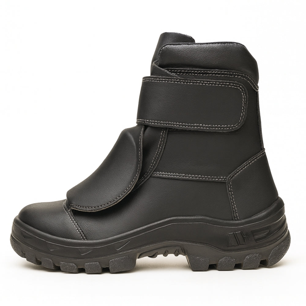 Coturno de Segurança Velcro Bico Composite Metatarso Palmilha Antiperfuro Couro Antichamas Preto Marluvas 60C32 MEX CPAP ESC CA 39628