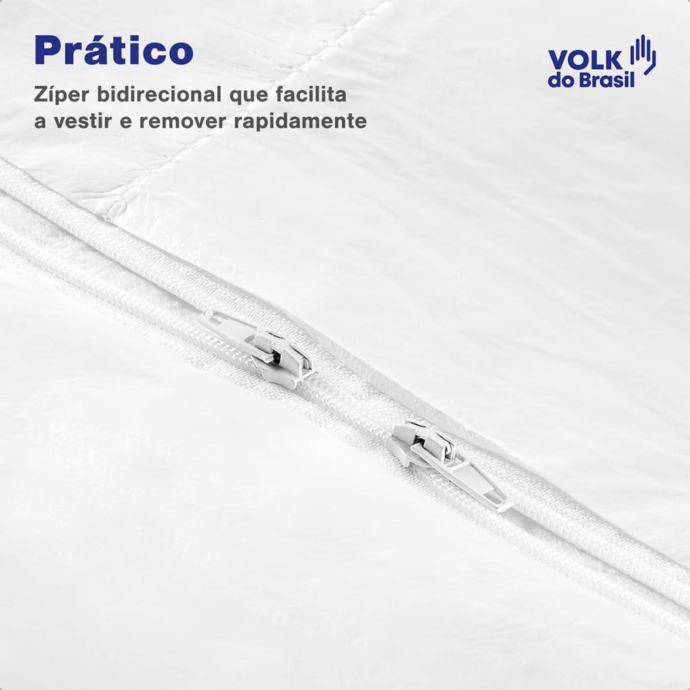 Macacão de Segurança Tecido Não Tecido Branco Capuz em Duas Peças Fechamento em Zíper Com Punho e Tornozelo Ajustável Volk Covertech 100 18.86.111.06 C.A 39183