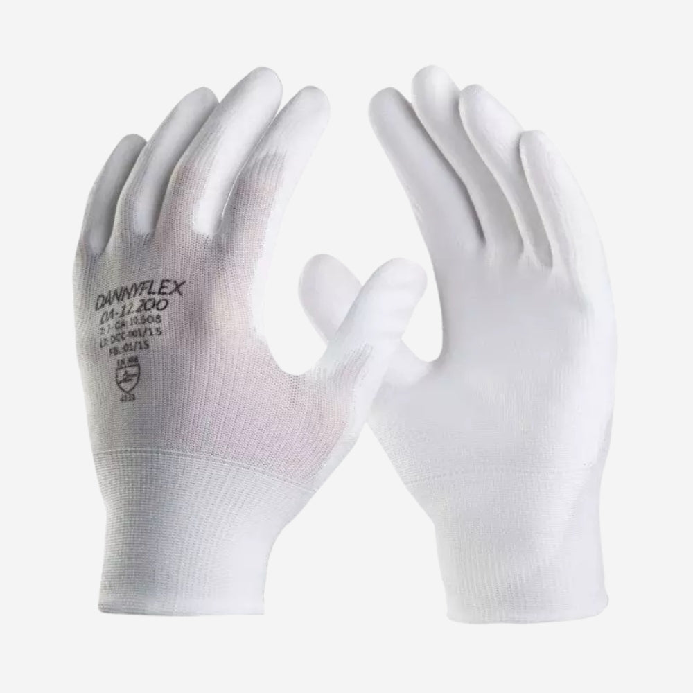 Luva de Proteção Multitato Abrasão Tricotada Poliuretano Branca Danny Dannyflex DA-12.200 C.A. 10508