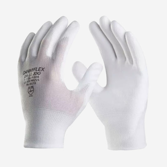 Luva de Proteção Multitato Abrasão Tricotada Poliuretano Branca Danny Dannyflex DA-12.200 C.A. 10508