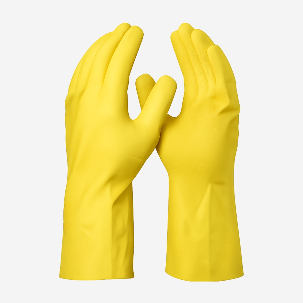 Luva de Proteção Limpeza Produtos Químicos Látex Amarelo Com Forro Danny DA-300 CA 13301