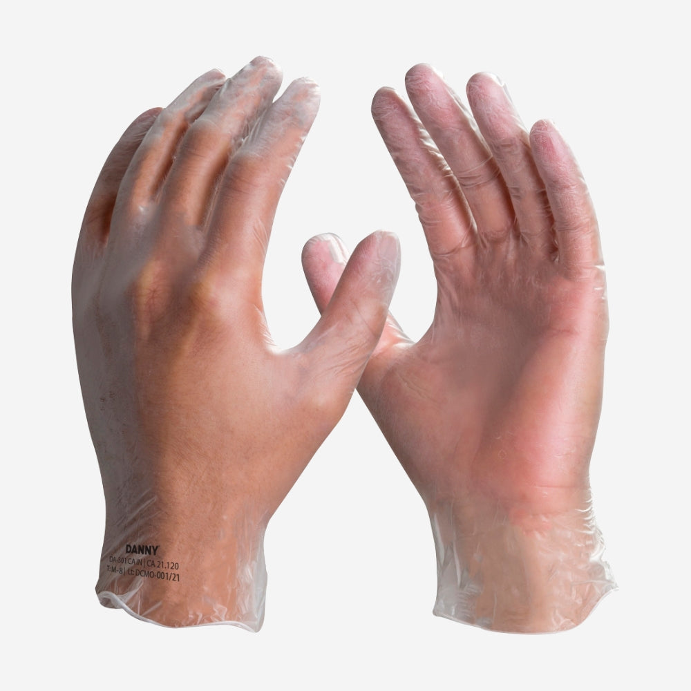 Luva de Vinil Descartável Uso Geral Incolor Sem Amido Caixa com 100 Danny DA-301CAIN CA 21120