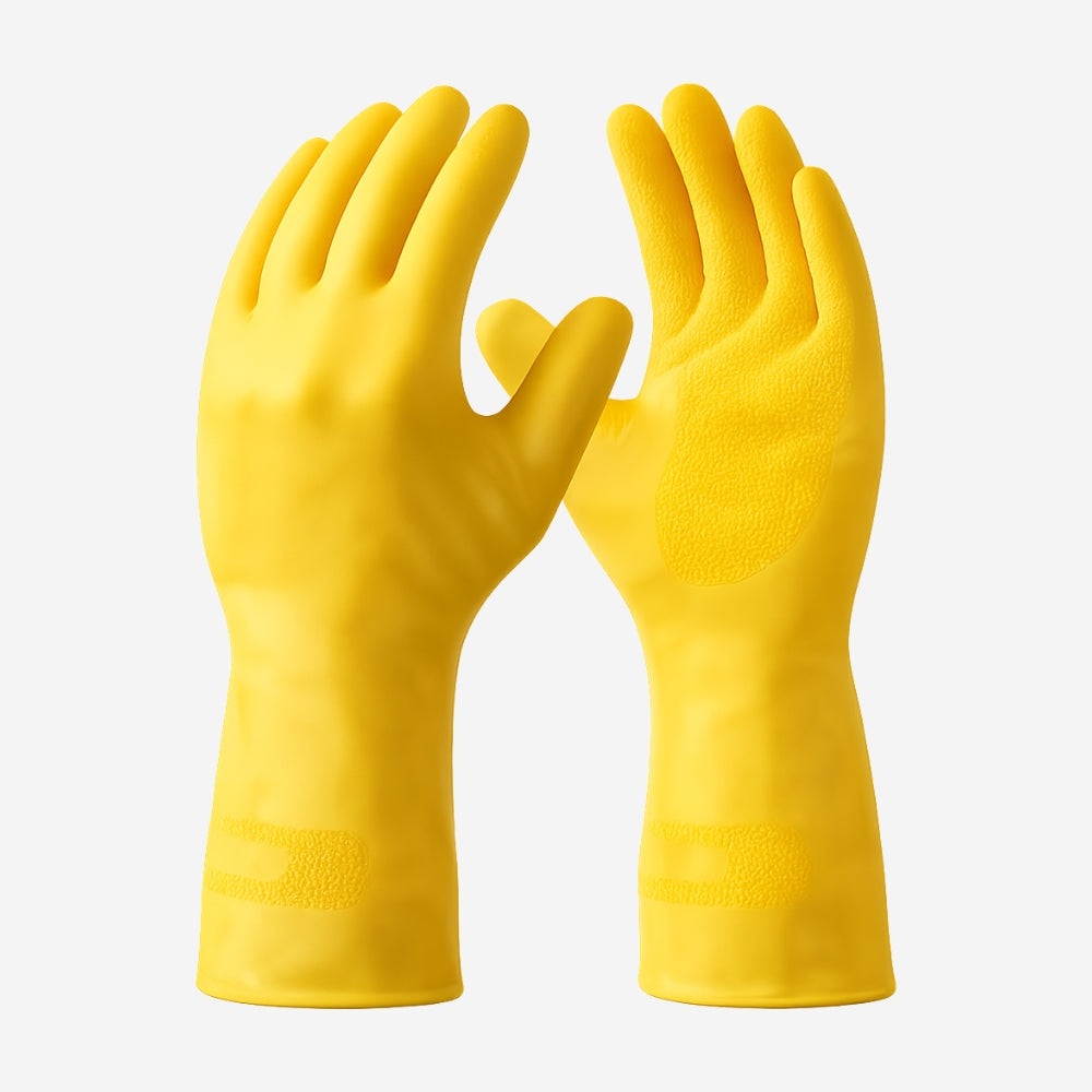Luva de Proteção Limpeza Produtos Químicos Látex Natural Amarelo Interior em Verniz de Borracha Nitrílica Danny DA-360 CA 40730