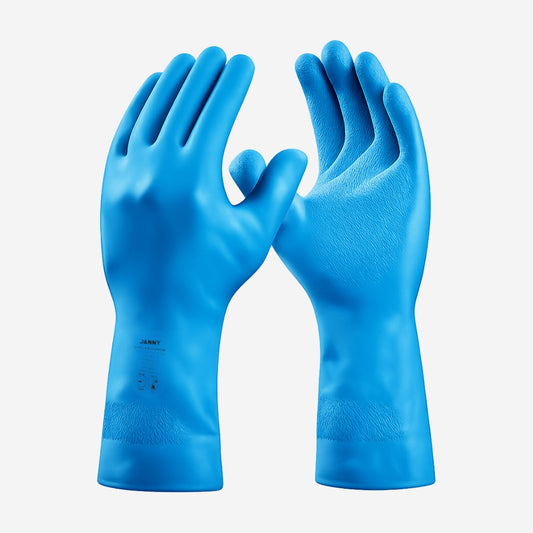 Luva de Proteção Limpeza Produtos Químicos Látex Natural Azul Interior em Verniz de Borracha Nitrílica Danny DA-360 CA 40730