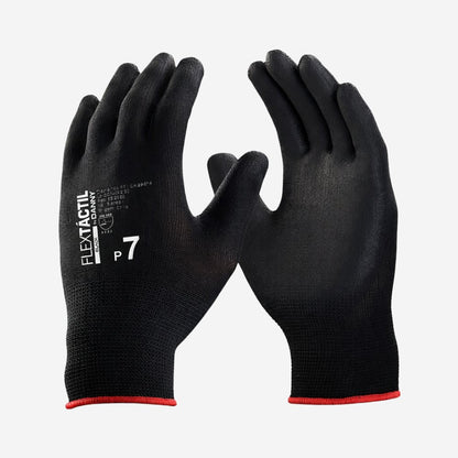 Luva de Proteção Multitato Abrasão Antiestática Tricotada em Nylon e Poliuretano Preto Danny Flextáctil DA-12.100BR C.A. 29014
