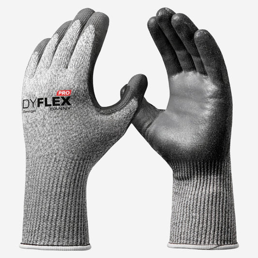 Luva de Proteção Anticorte Multitato Tricotada em Polietileno Com Banho de PU na Palma Cinza Danny Dyflex Pro DA-12.501 C.A 45393
