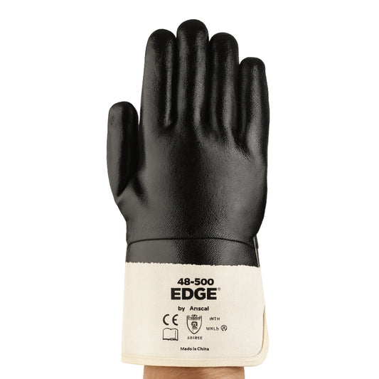 Luva de Proteção Abrasão Óleo Banho Total Nitrílico Preta Ansell EDGE 48-500 CA 40893