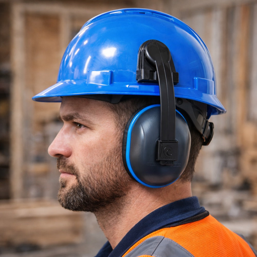 Abafador de Ruídos Tipo Concha 15 dB Azul Acoplável ao Capacete Camper C-200 Eco Soft Slim 800200E C.A 43430