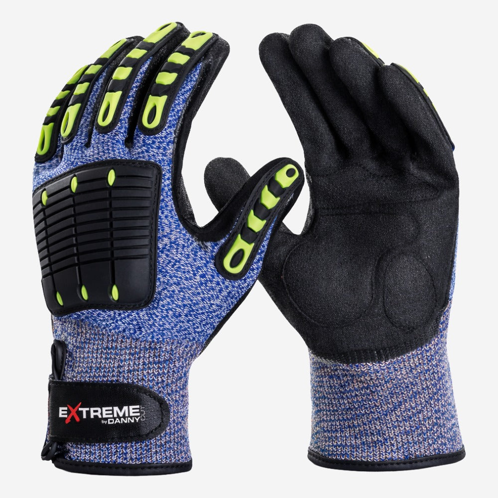 Luva de Proteção Anti-impacto Anticorte Altas Temperaturas Até 250º C PEAD Azul Com Banho Nitrílico na Palma Danny Extreme Cut DA-43.900 C.A 32232