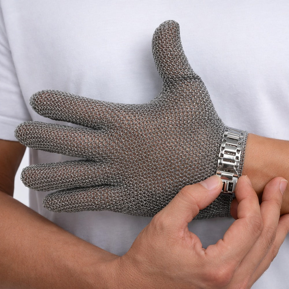 Luva de Proteção Anticorte Malha de Aço Para Açougueiro Leal FIXBR C.A 12203