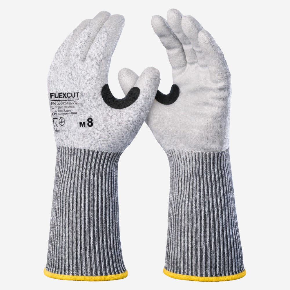 Luva de Proteção Anticorte  Polietileno e PU Cinza Punho Longo Danny Flexcut DA-45.400L C.A 39924