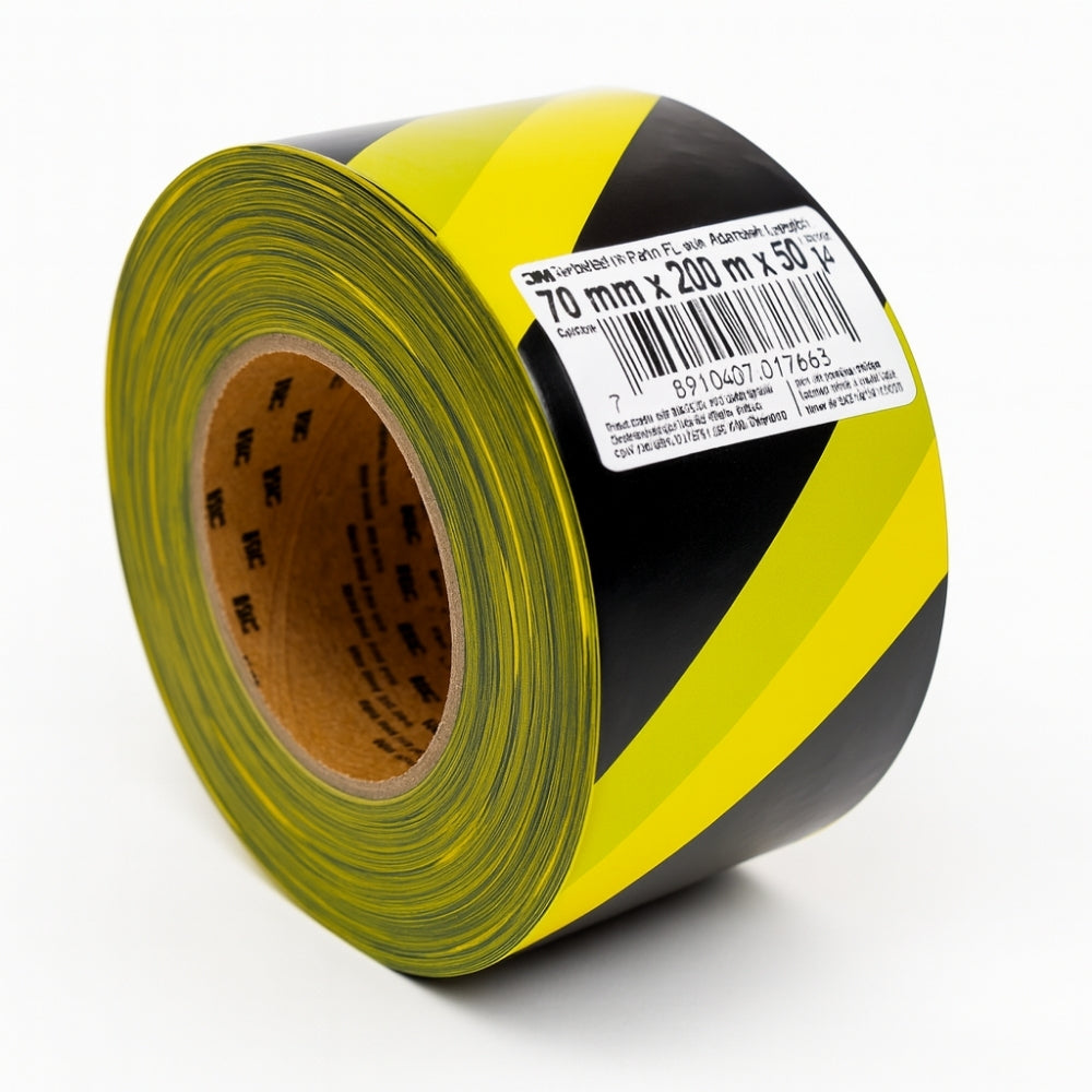 Fita Adesiva Zebrada de Sinalização Preta e Amarela Sem Adesivo 70mmX200m 3M H0001918830