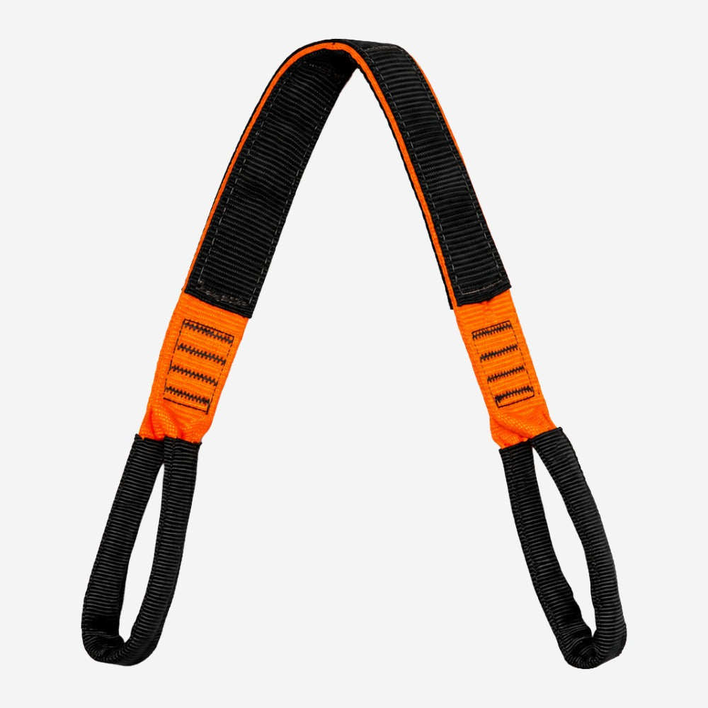 Fita de Ancoragem para Trabalho em Altura Sistema Leve com Olhais Reforçados Dupla Camada Poliéster 45mm 120cm 18kN Preto e Laranja MG Cinto MG 2024C