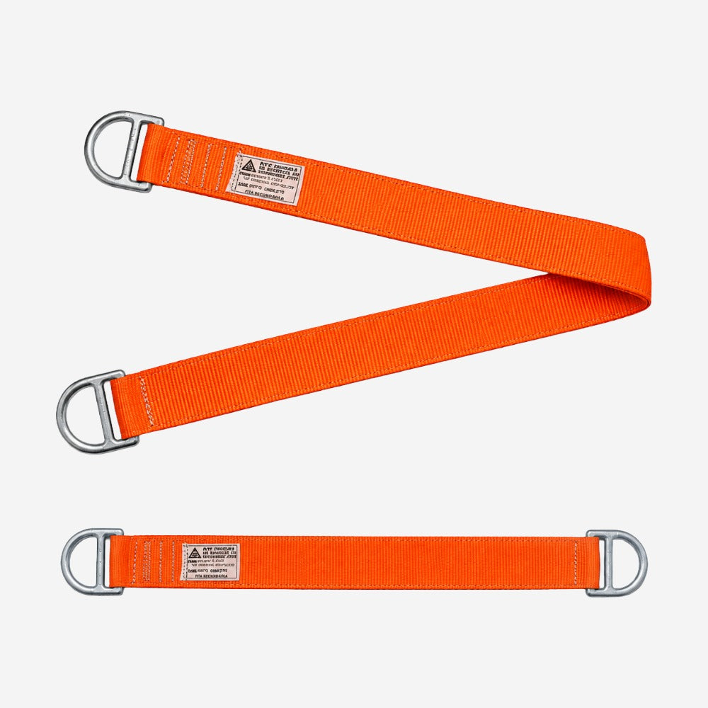 Fita de Conexão para Trabalho em Altura Sistema Leve Ancoragem Provisória com Meia-Argolas em Aço Poliéster 45mm 100cm 18kN Laranja MG Cinto MG 2037B